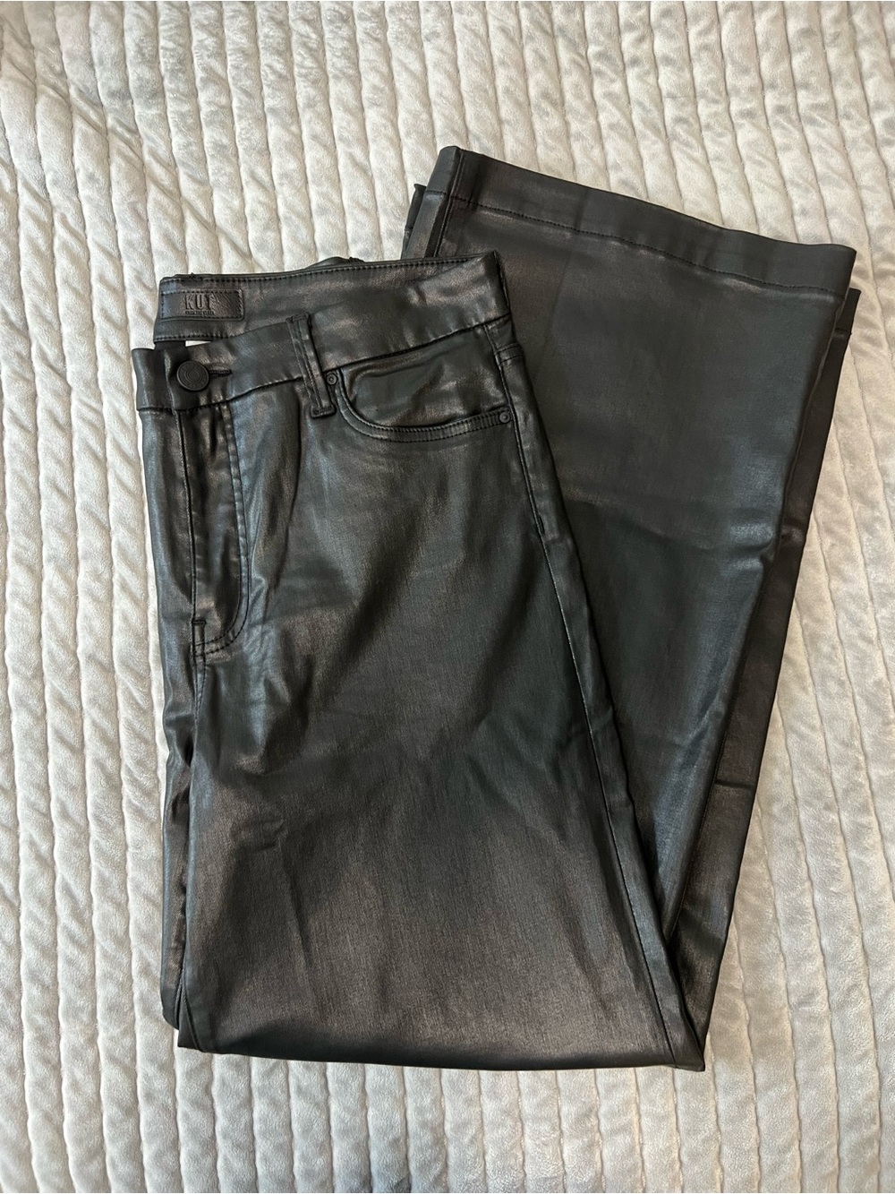 KUT from the Kloth Women's Meg Coated High-Rise Wide-Leg Jeans